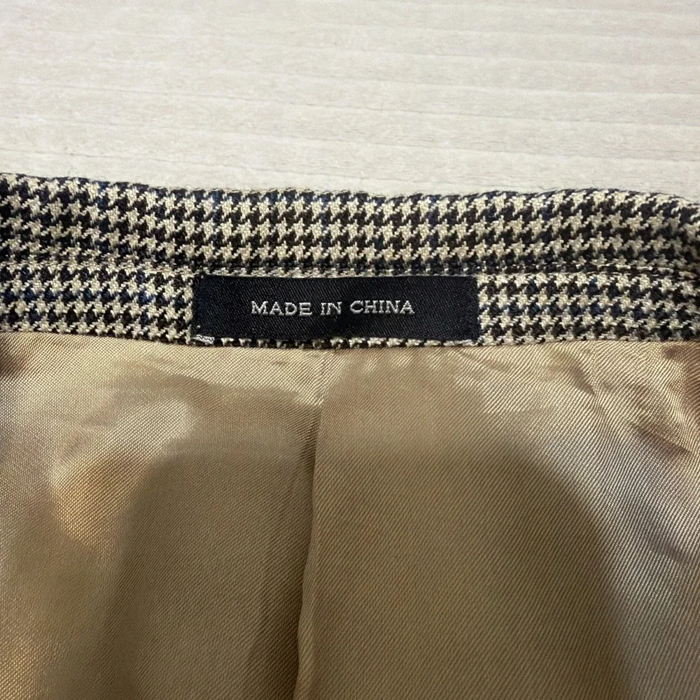 Vintage Polo Ralph Lauren Blazer Jacket Mens Size 46R brown Houndstooth Plaid